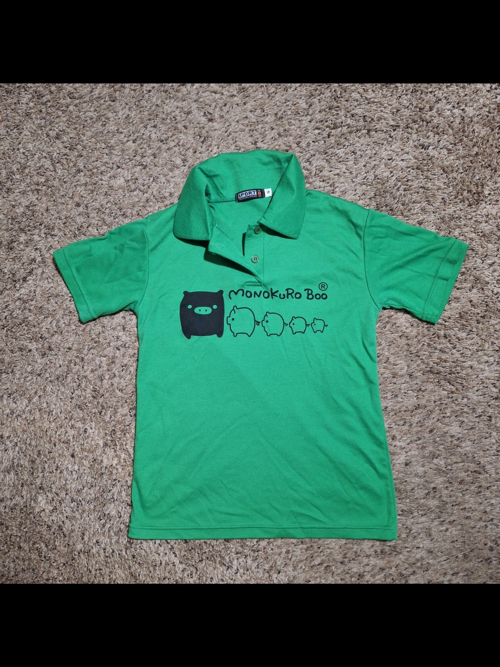 RARE Vintage 2000s San-X Monokuro Boo Green Polo Shirt - Size S